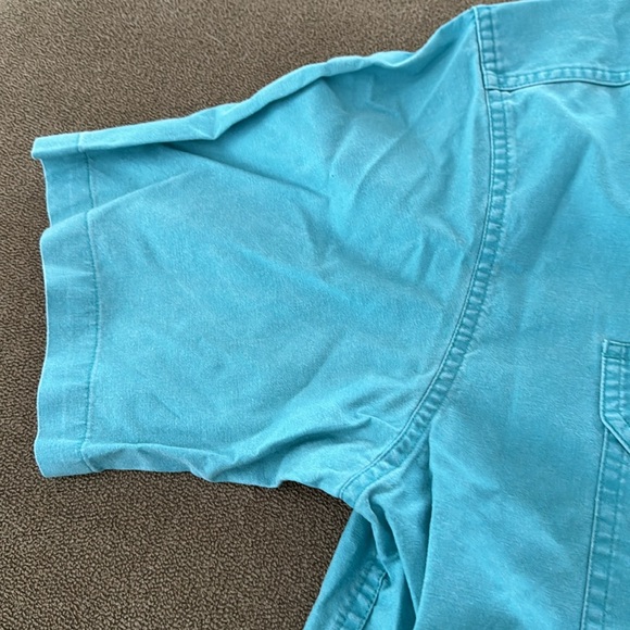 LL Bean lTraditional Fit Short Sleeve Teal Blue Short Sleeve Shirt Large (TD) - Picture 3 of 6